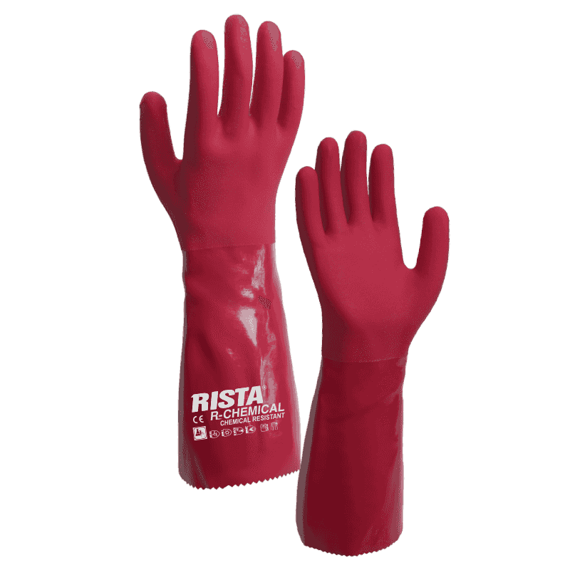 RCG-01-G120 PVC coated with knitted polyester fleece liner ,chemical resistant   glove 